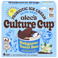 Alec's Culture Cup Madagascar Vanilla Bean Probiotic Ice Cream - 4 ct