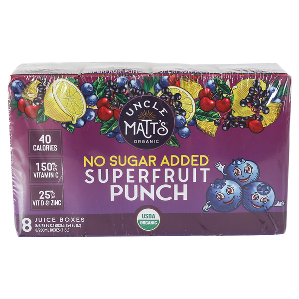 Uncle Matt's Organic No Sugar Added Superfruit Punch Juice Boxes - 8 pk