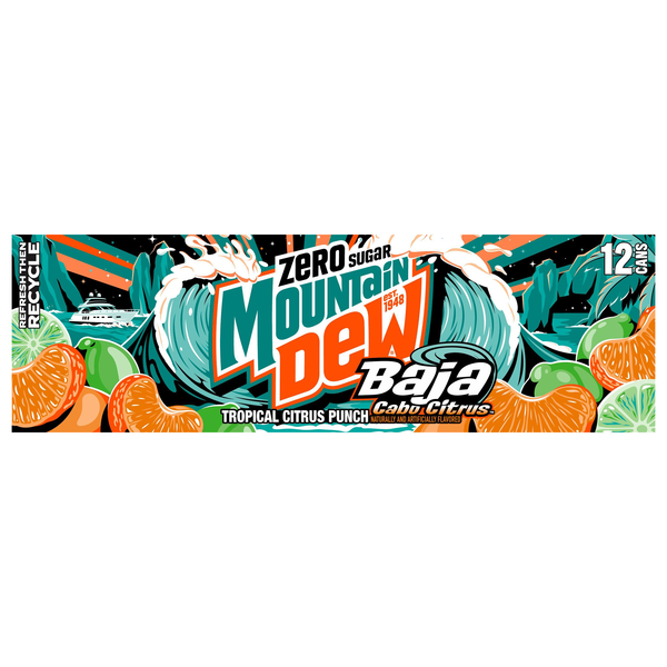 Mountain Dew Zero Sugar Baja Cabo Citrus Soda - 12 pk