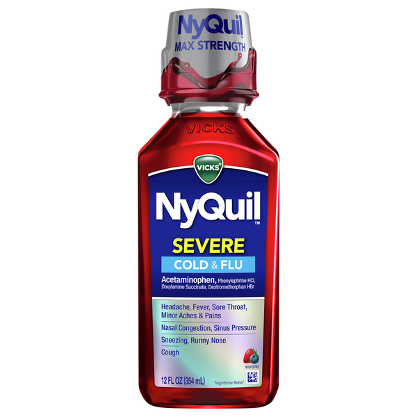 Vicks NyQuil Berry Flavor Max Strength Severe Cold & Flu Nighttime Relief