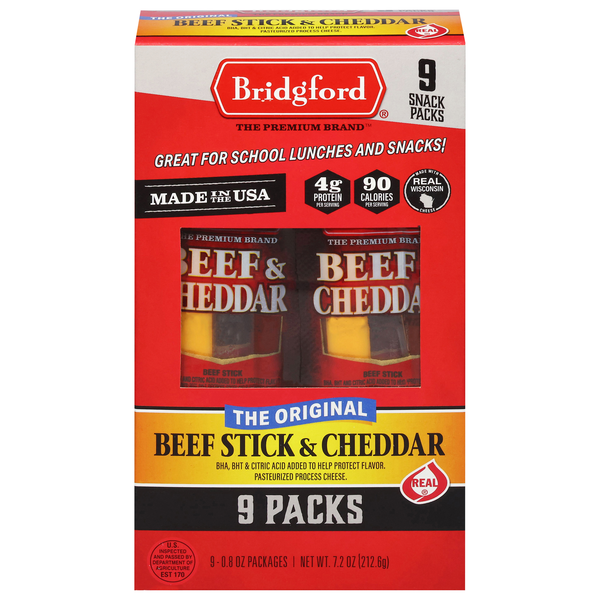 Bridgford The Original Beef Stick & Cheddar Snack Packs - 9 ct