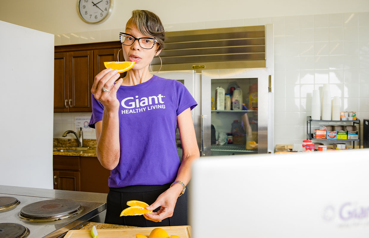 Giant Health Living Team member teaching online class