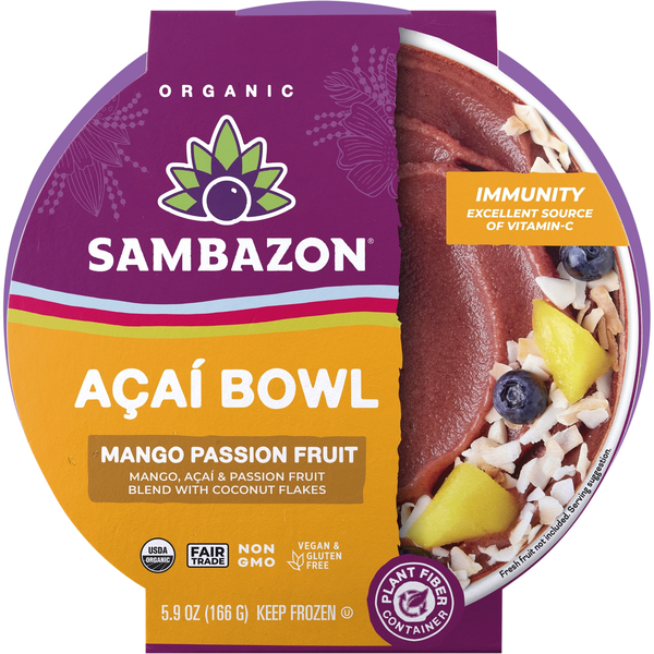 Sambazon Organic Vegan Mango Passion Fruit Acai Bowl Frozen