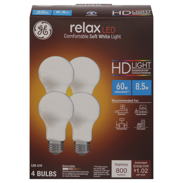 GE LED Relax Soft White Light Bulbs 8.5 w