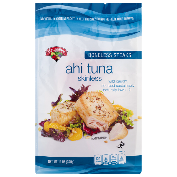 Hannaford Wild Caught Boneless Skinless Ahi Tuna Steaks Frozen