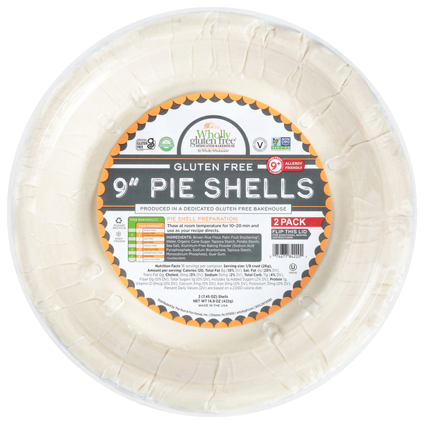 Wholly Wholesome Gluten Free Pie Shells 9 Inch - 2 ct Frozen