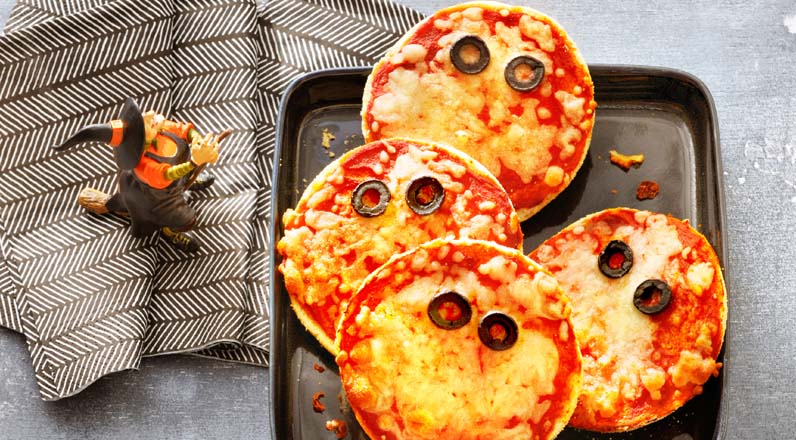 Ghoulish Mini Pizzas