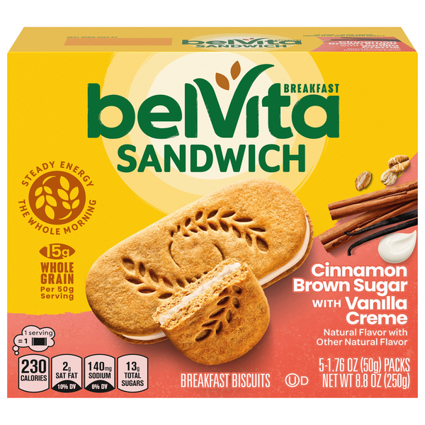 belVita Cinnamon Brown Sugar Breakfast Sandwich Biscuits - 5 ct