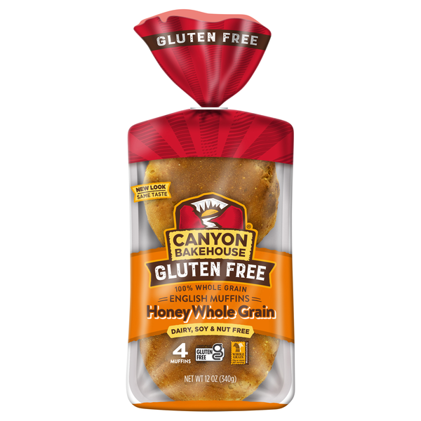 Canyon Bakehouse Gluten Free Honey Whole Grain English Muffins - 4 ct