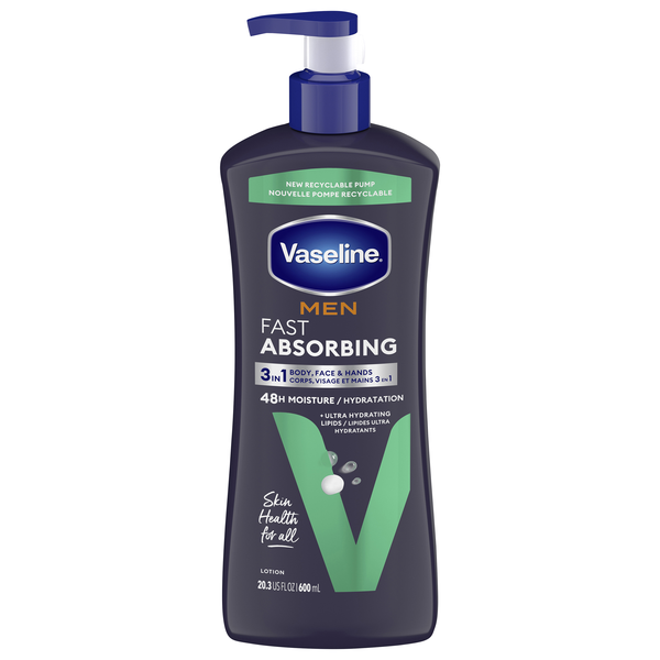 Vaseline Men Body & Face Lotion Fast Absorbing Pump