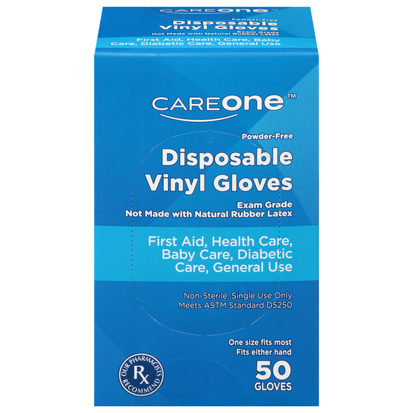 CareOne Vinyl Gloves Latex Free Powder Free Disposable