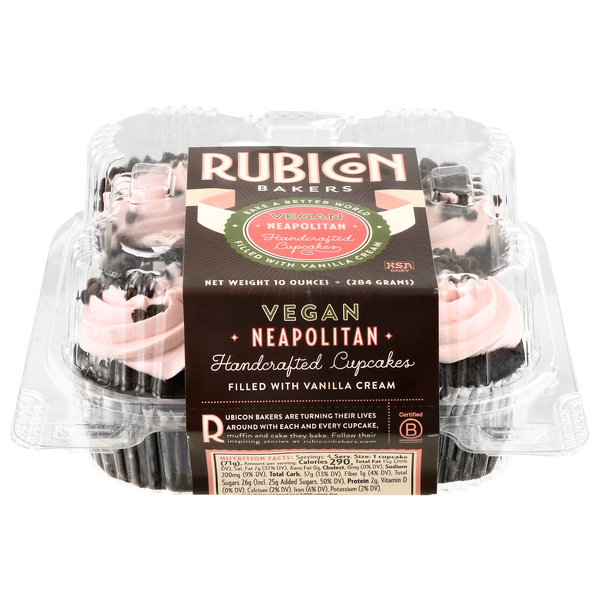 Rubicon Bakers Vegan Neapolitan Cupcakes - 4 ct