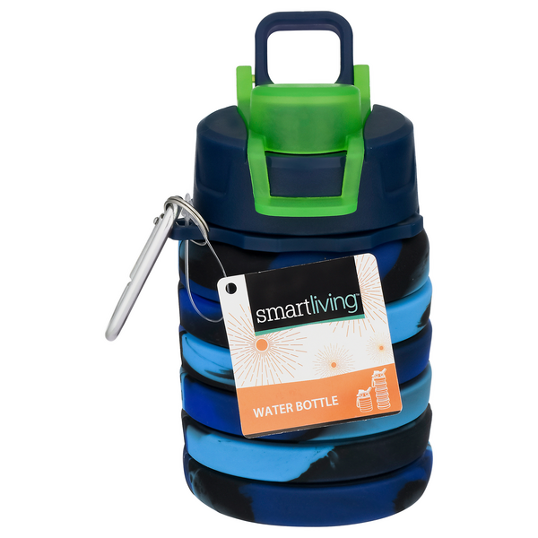 Save on Smart Living Water Bottle Textured with Carabiner Blue Order Online Delivery MARTIN'S