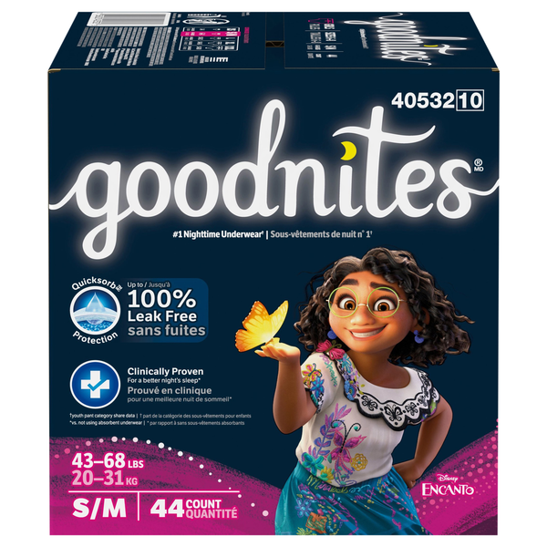 GoodNites Girls S/M Nighttime Underwear 43-68 lb