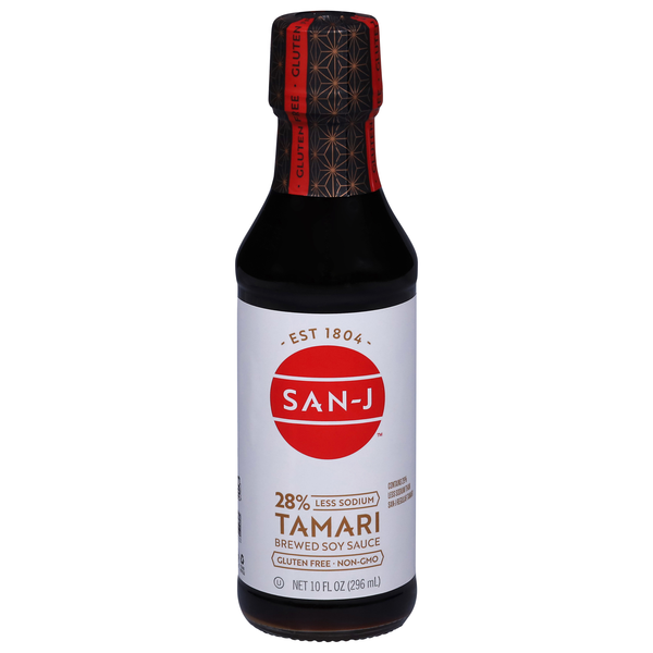 San-J Gluten Free 28% Less Sodium Tamari Brewed Dark Soy Sauce