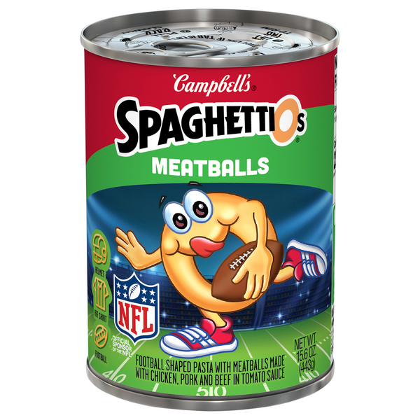 Campbell's SpaghettiOs Pasta Football Shapes with Meatballs