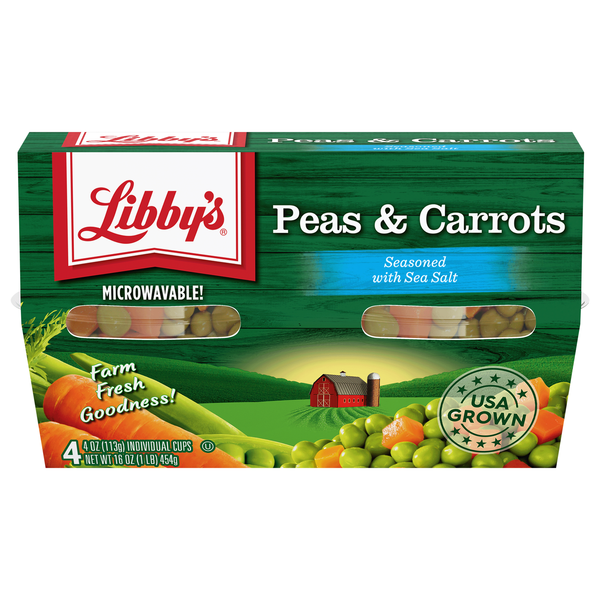 Libby's Peas & Carrots Microwavable Cups - 4 ct