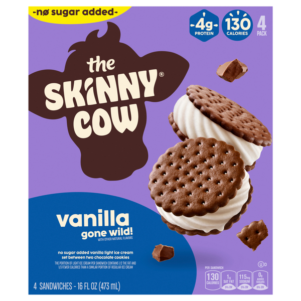 Skinny Cow No Sugar Added Vanilla Gone Wild Ice Cream Sandwiches - 4 ct