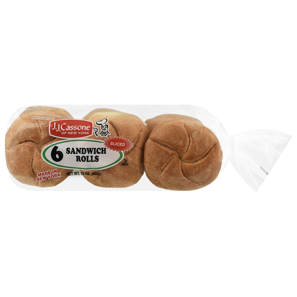 J.J. Cassone Sliced Sandwich Rolls - 6 ct