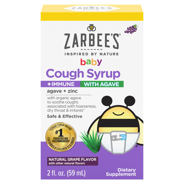 Zarbee's Naturals Baby Cough Syrup + Immune with Agave Grape Flavor