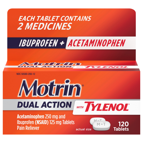 Save on Motrin Dual Action with Tylenol Ibuprofen & Acetaminophen