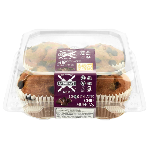 Antonina's Gluten Free Bakery Chocolate Chip Muffins - 4 ct