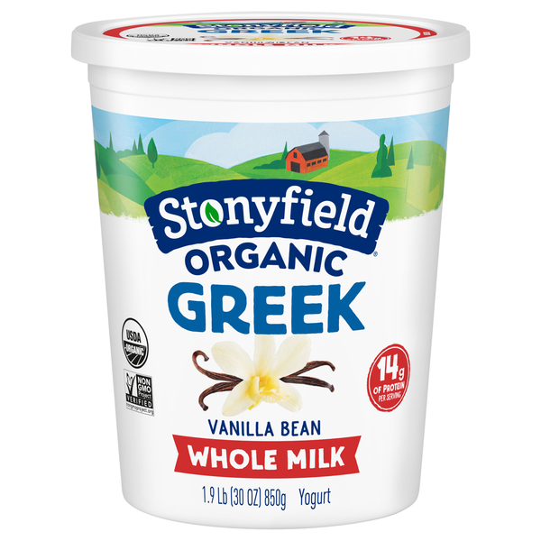 Stonyfield Organic Whole Milk Vanilla Bean Greek Yogurt