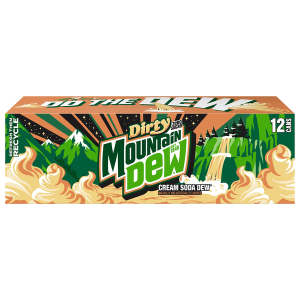 Dirty Mountain Dew Zero Sugar Cream Soda - 12 pk