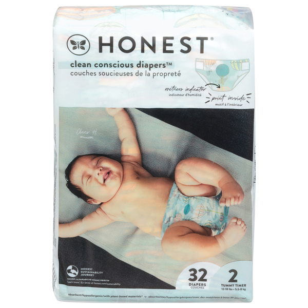 Honest Above It All Size 2 Baby Diapers 12-18 lb