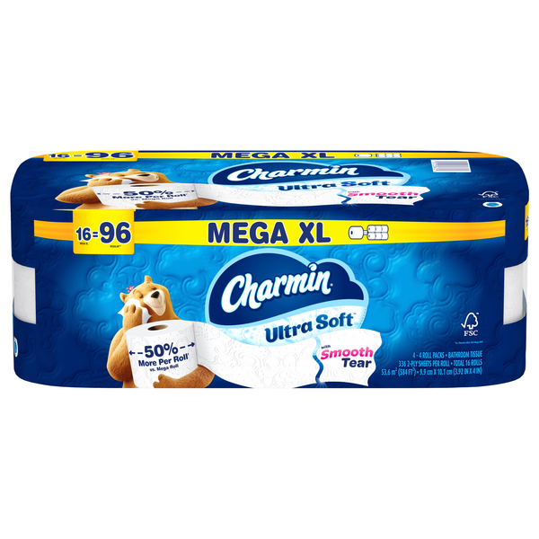 Charmin Ultra Soft Mega XL Roll 2-Ply Toilet Paper Unscented - 16 ct