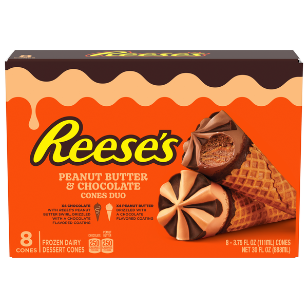 Reese's Peanut Butter & Chocolate Frozen Dairy Dessert Cones Duo - 8ct