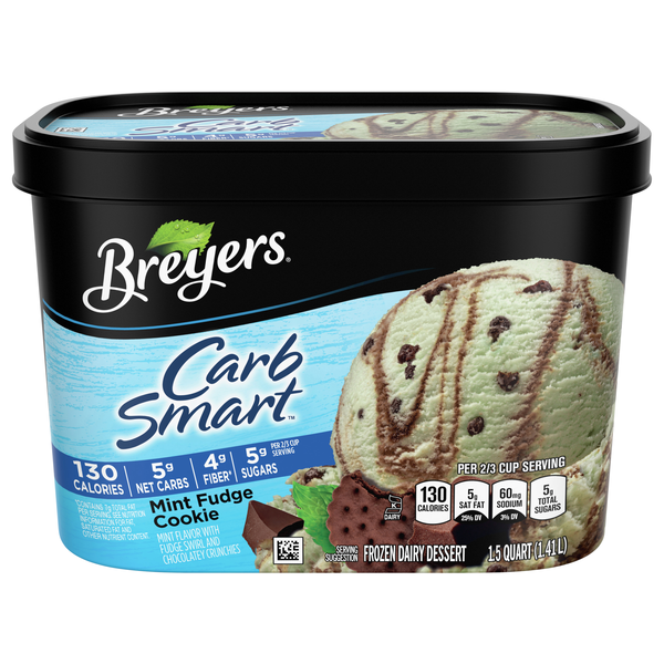Breyers Carb Smart Mint Fudge Cookie Frozen Dairy Dessert