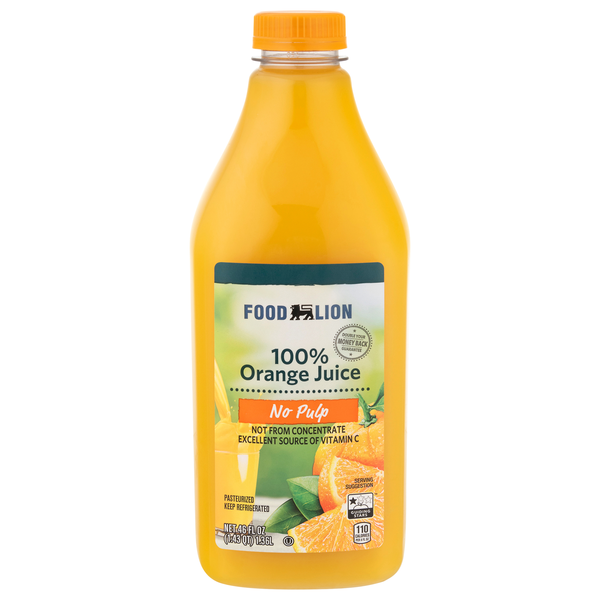 Food Lion No Pulp 100% Orange Juice
