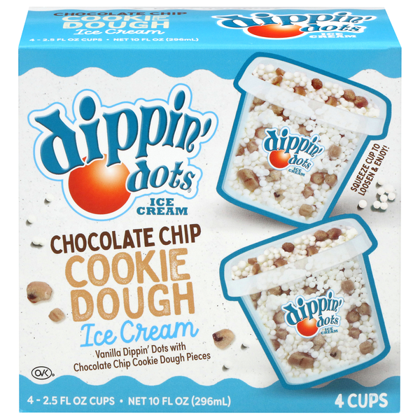 Dippin' Dots Chocolate Chip Cookie Dough Ice Cream - 4 ct