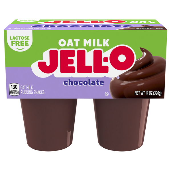 Jell-O Lactose Free Chocolate Oat Milk Pudding Snacks - 4 ct Refrigerated