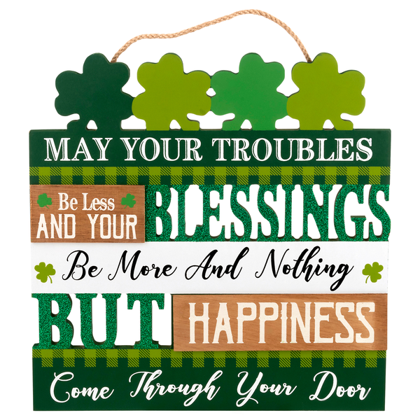 Smart Living St. Patrick's Day Wood Decor May Your Troubles
