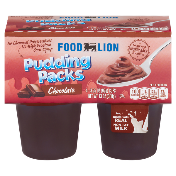 Food Lion Pudding Packs Chocolate - 4 ct