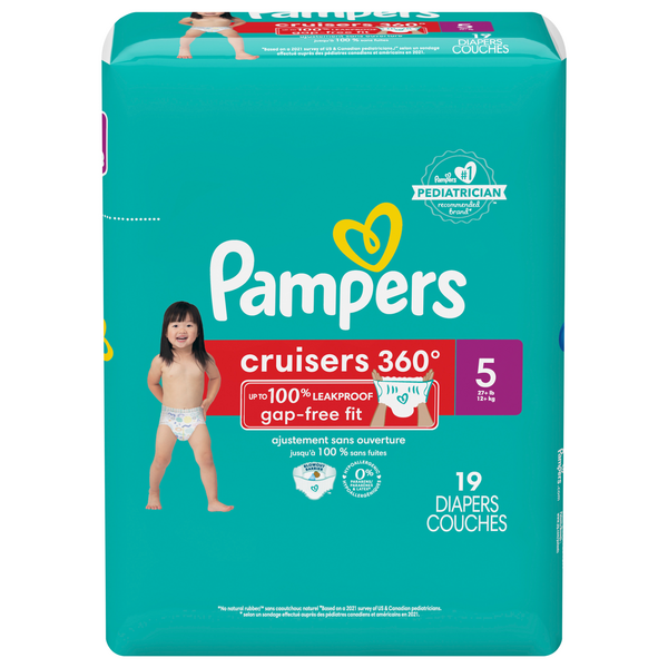 Pampers Cruisers 360 Size 5 Baby Diapers 27+ lb