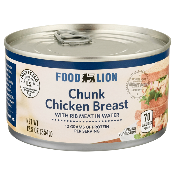 Food Lion Chunk Chicken Breast with Rib Meat in Water