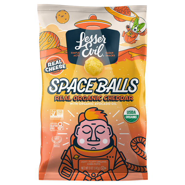LesserEvil Organic Gluten Free Cheddar Space Balls