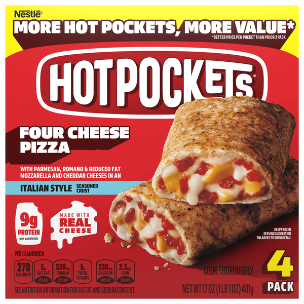 HOT POCKETS Four Cheese Pizza Sandwiches - 4 ct Frozen