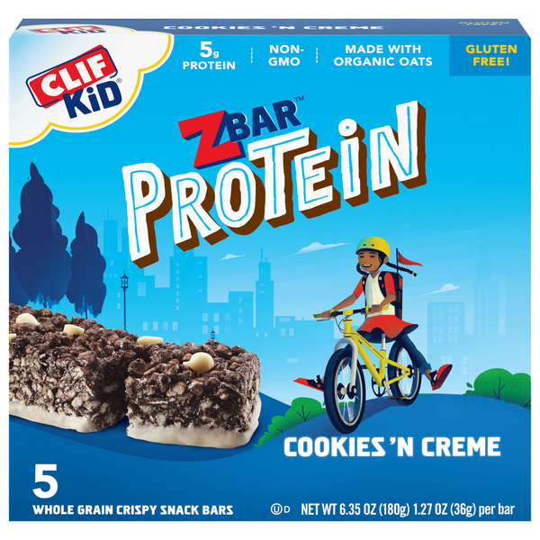 CLIF KID ZBAR Organic Cookies 'N Creme 5g Protein Snack Bar - 5 ct