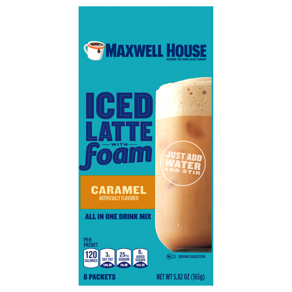 Maxwell House Caramel Iced Latte w/Foam Instant Coffee Drink Mix - 6 ct