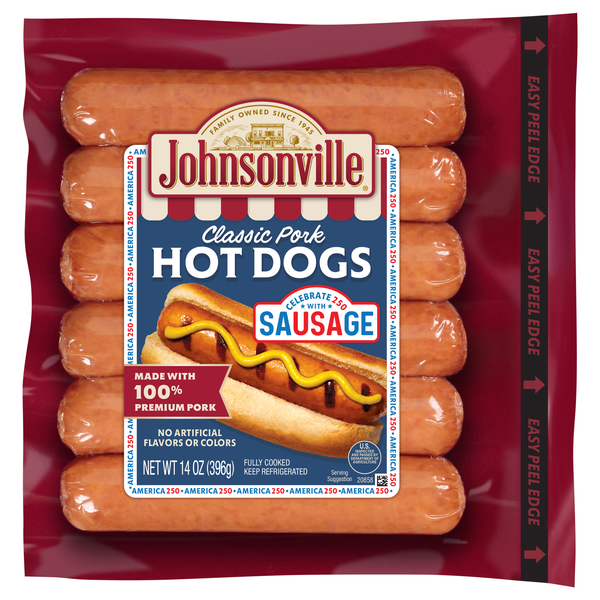 Johnsonville Classic Pork Hot Dogs - 6 ct