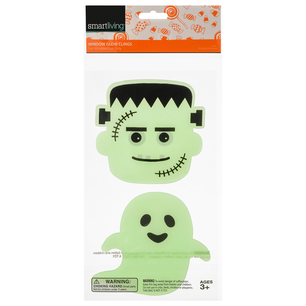 Smart Living Halloween Window Glow Clings Frankenstein/Ghost Ages 3+