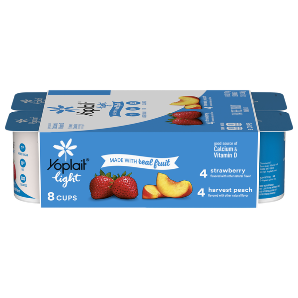 Yoplait Light Fat Free Strawberry & Harvest Peach Yogurt Cup - 8 ct