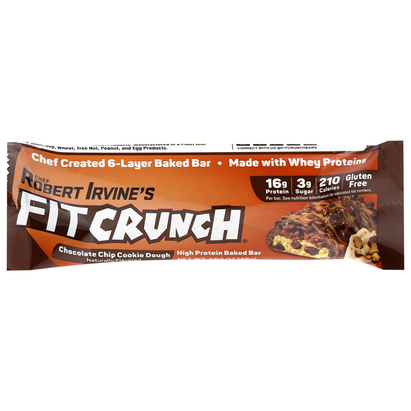 FITCRUNCH Chocolate Chip Cookie Dough 16g Whey Protein Baked Bar