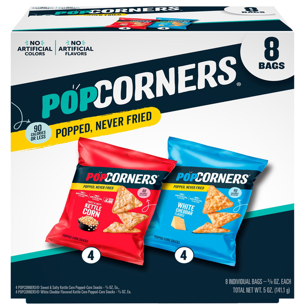 PopCorners Kettle Corn & White Cheddar Variety Pack Snack Bags - 8 ct