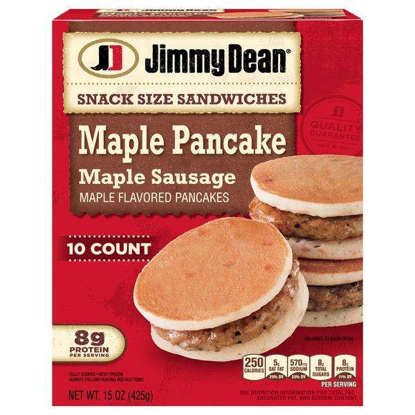 Jimmy Dean Maple Sausage Maple Pancake Sandwiches Snack Size - 10 ct