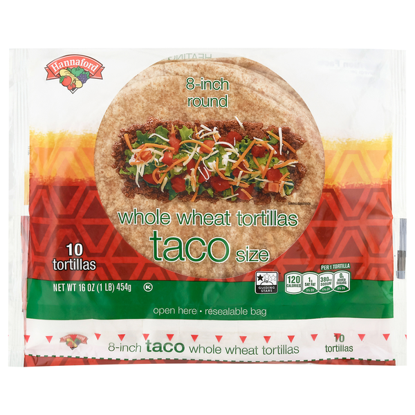 Hannaford Whole Wheat Tortillas for Tacos 8 Inch - 10 ct